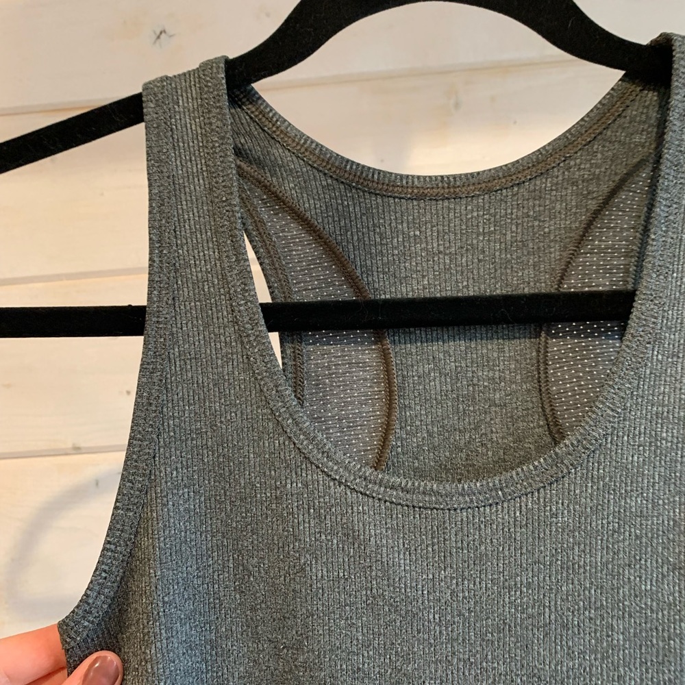 Under Armour | Grey Women’s Tech Victory Ribbed Racerback Tank - Picture 3 of 9